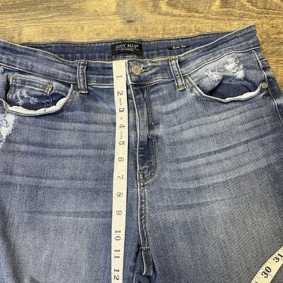 Judy Blue Slim Fit Distressed Jeans Womens 15/32 Blue Denim JB82172 Stretch - Picture 3 of 10